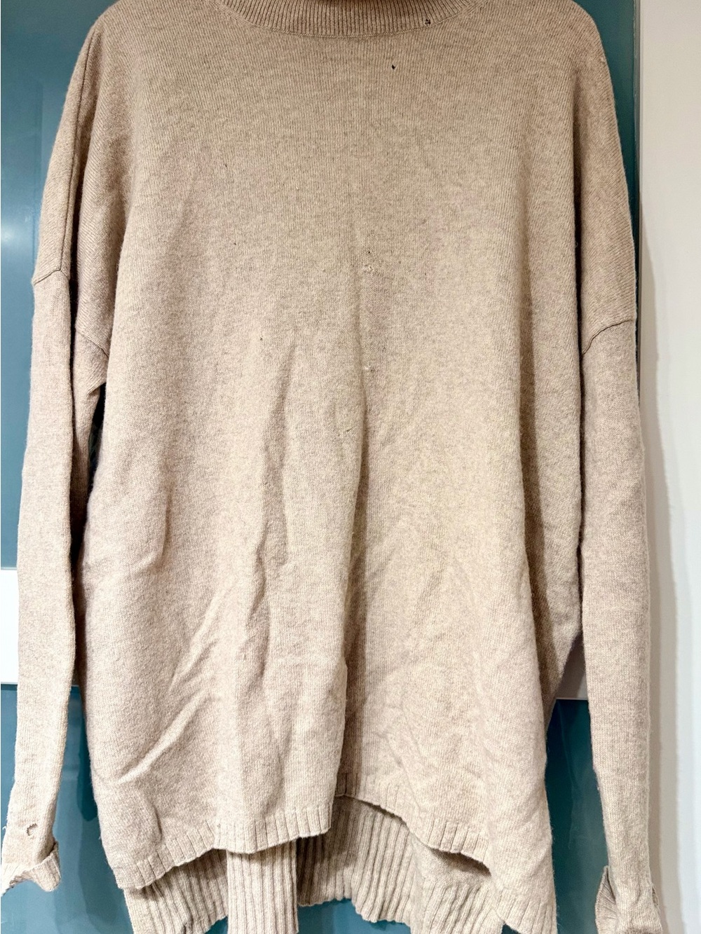 Neutral Cream Turtleneck Sweater - Relaxed Everyday Knit